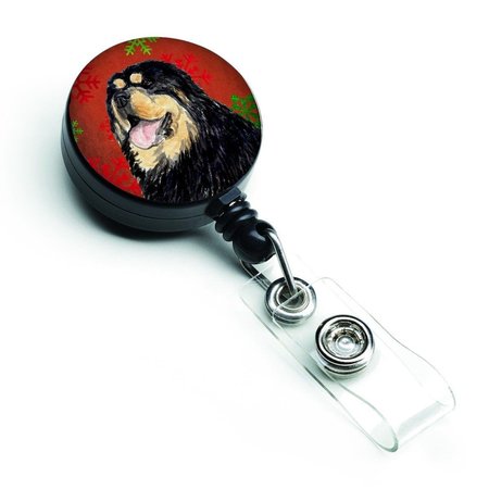 CAROLINES TREASURES Tibetan Mastiff Red and Green Snowflake Christmas Retractable Badge Reel SS4719BR